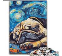 Puzzles pour Adultes 2000 Pug Starry Sky Jeu Familial Anti-Stress Défi Difficile Cadeaux du Père Noël Secret 70x100cm