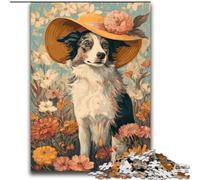 Puzzles pour Adultes 2000 Puzzles Chien Cow-Girl dans Les Fleurs Sauvages, Anti-Stress Staycation Tuer Le Temps Améliorer l'amour Entre Les Couples 70X100CM