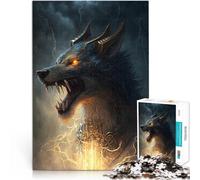 Puzzles pour Adultes 2000 Puzzles Fenrir Loup déchaîné Fait de Papier，pour Les 14 Ans et Plus Jouets de décoration pour la Maison Idées Cadeaux。Taille：70x100cm/27.5x39.3pouce