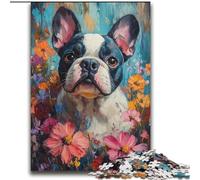 Puzzles pour Adultes 2000 Puzzles Fleur Bulldog Jeu de réflexion Décoration Murale Cadeaux d'anniversaire et de Noël Uniques 70x100cm
