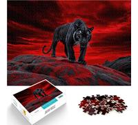 Puzzles pour Adultes 2000 “Tigre Noir sur Ciel Rouge” Fait de Papier，pour et à partir de 14 Ans et Plus Difficile et Stimulant Améliorer l'amour Entre Les Couples。Taille：70x100cm/27.5x39.3pouce