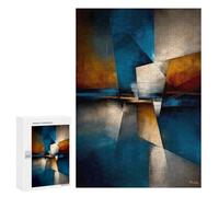 Puzzles pour Adultes 300 PCS Abstract Pentagonal Form - Blue, Gold & Ivory Geometry Puzzle pour Adultes - Jeux Relaxants - Difficulté : Difficile - Cadeaux pour Les Amis Et La Famille 300 PCS