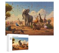 Puzzles pour Adultes 300 PCS African Safari Gathering Puzzles pour Adolescents, Jeux De Réflexion, Décoration Murale, Cadeaux De Noël Et d'anniversaire 300 PCS