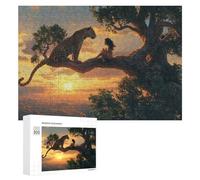 Puzzles pour Adultes 300 PCS Amazon Jungle Adventure Leopard & Child Sunset Puzzles pour Adolescents, Jeux De Réflexion, Décoration Murale, Cadeaux De Noël Et d'anniversaire 300 PCS