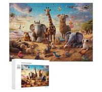 Puzzles pour Adultes 300 PCS Animals on The Beach Adventure Puzzles pour Adultes Jeux De Société Cadeau d'anniversaire Cadeaux De Noël 300 PCS