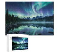 Puzzles pour Adultes 300 PCS Aurora Borealis Over Mountain Lake Puzzles pour Adolescents, Jouets, Décoration Murale, Motifs À Assembler, Cadeaux pour Les Amis Et La Famille 300 PCS