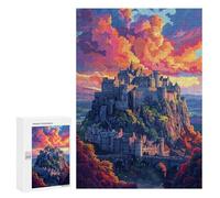 Puzzles pour Adultes 300 PCS Castle on A Hill with Vibrant Sky Puzzle pour Adolescents Assemblage De Motifs Interaction Parent-Enfant Jeu Au Design Attrayant 300 PCS