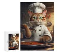 Puzzles pour Adultes 300 PCS Cat Chef Baking Puzzles pour Adolescents, Jouets, Décoration Murale, Motifs À Assembler, Cadeaux pour Les Amis Et La Famille 300 PCS