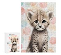 Puzzles pour Adultes 300 PCS Cheetah Cub Puzzle pour Adultes, Jeu De Réflexion, Décoration Murale, Cadeau d'anniversaire, Cadeaux, 300 PCS