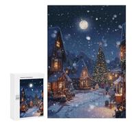 Puzzles pour Adultes 300 PCS Christmas Village Snowfall Puzzle pour Adolescents Assemblage De Motifs Interaction Parent-Enfant Jeu Au Design Attrayant 300 PCS