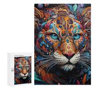 Puzzles pour Adultes 300 PCS Colorful Abstract Tiger Art Print Puzzle pour Adolescents Assemblage De Motifs Interaction Parent-Enfant Jeu Au Design Attrayant 300 PCS
