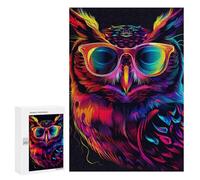 Puzzles pour Adultes 300 PCS Colorful Neon Owl Art Print-2 Puzzle pour Adolescents Assemblage De Motifs Interaction Parent-Enfant Jeu Au Design Attrayant 300 PCS