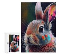 Puzzles pour Adultes 300 PCS Colorful Rabbit Animals Puzzle pour Adultes - Jeux Relaxants - Difficulté : Difficile - Cadeaux pour Les Amis Et La Famille 300 PCS