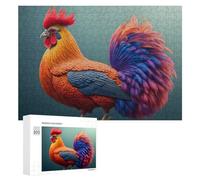 Puzzles pour Adultes 300 PCS Colorful Rooster Artwork-1 Puzzles pour Adolescents, Jeux De Réflexion, Décoration Murale, Cadeaux De Noël Et d'anniversaire 300 PCS