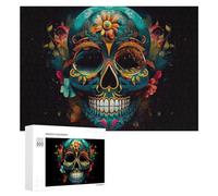 Puzzles pour Adultes 300 PCS Colorful Sugar Skull Artwork-3 Puzzles pour Adolescents, Jeux De Réflexion, Décoration Murale, Cadeaux De Noël Et d'anniversaire 300 PCS