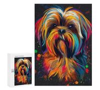 Puzzles pour Adultes 300 PCS Colorful Yorkshire Terrier Art Print Puzzle pour Adolescents Assemblage De Motifs Interaction Parent-Enfant Jeu Au Design Attrayant 300 PCS