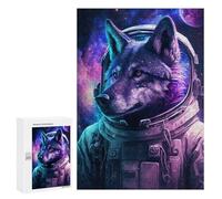 Puzzles pour Adultes 300 PCS Cosmic Wolf Astronaut Puzzle pour Adolescents Assemblage De Motifs Interaction Parent-Enfant Jeu Au Design Attrayant 300 PCS