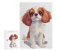 Puzzles pour Adultes 300 PCS Cute Cavalier King Charles Spaniel Puzzle pour Adultes Jeu Manuel Décoration Murale Activités Amusantes À La Maison 300 PCS