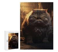 Puzzles pour Adultes 300 PCS Dark Evil Funny Fat Cat Puzzles pour Adultes, Jouets Anti-Stress, Améliorent La Mémoire, Cadeau d'anniversaire, Présents, 300 PCS