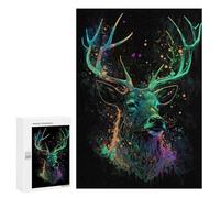 Puzzles pour Adultes 300 PCS Deer Neon Puzzles pour Adolescents, Jouets, Décoration Murale, Motifs À Assembler, Cadeaux pour Les Amis Et La Famille 300 PCS