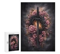 Puzzles pour Adultes 300 PCS Dragon Sword with Flowers Art Print Puzzle pour Adolescents Assemblage De Motifs Interaction Parent-Enfant Jeu Au Design Attrayant 300 PCS