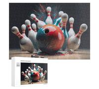 Puzzles pour Adultes 300 PCS Dynamic Bowling Strike Scene Puzzles pour Adultes Jeux De Société Cadeau d'anniversaire Cadeaux De Noël 300 PCS