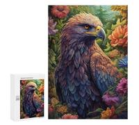 Puzzles pour Adultes 300 PCS Eagle in Flowers Art Print Puzzle pour Adolescents Assemblage De Motifs Interaction Parent-Enfant Jeu Au Design Attrayant 300 PCS