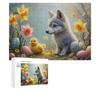 Puzzles pour Adultes 300 PCS Easter Fox and Chick Scene Puzzles pour Adultes Jeux De Société Cadeau d'anniversaire Cadeaux De Noël 300 PCS