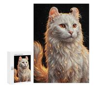 Puzzles pour Adultes 300 PCS Elegant White Cat Portrait Puzzles pour Adultes Jeux Relaxants Cadeaux pour Femmes Jeux Stimulants Cadeaux 300 PCS