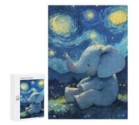 Puzzles pour Adultes 300 PCS Elephant Under Starry Night Sky Puzzles pour Adultes, Jeux De Détente, Cadeaux pour Femmes, Cadeau d'anniversaire, Cadeaux, 300 PCS