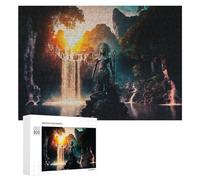 Puzzles pour Adultes 300 PCS Enchanted Waterfall with Ancient Statue Puzzles pour Adolescents, Jeux De Réflexion, Décoration Murale, Cadeaux De Noël Et d'anniversaire 300 PCS