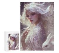 Puzzles pour Adultes 300 PCS Fantasy White Rabbit Artwork Puzzle pour Adolescents Assemblage De Motifs Interaction Parent-Enfant Jeu Au Design Attrayant 300 PCS