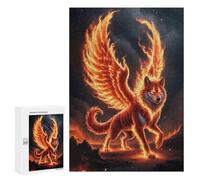 Puzzles pour Adultes 300 PCS Fiery Winged Wolf Puzzle pour Adultes - Jeux Relaxants - Difficulté : Difficile - Cadeaux pour Les Amis Et La Famille 300 PCS