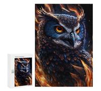 Puzzles pour Adultes 300 PCS Flaming Owl Artwork -1 Puzzle pour Adolescents Assemblage De Motifs Interaction Parent-Enfant Jeu Au Design Attrayant 300 PCS