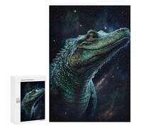 Puzzles pour Adultes 300 PCS Galactic Crocodile Art Print-14 Puzzle pour Adolescents Assemblage De Motifs Interaction Parent-Enfant Jeu Au Design Attrayant 300 PCS