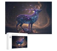 Puzzles pour Adultes 300 PCS Galactic Deer Cosmic Artwork -6 Puzzle pour Adultes, Jouet, Décoration Murale, Cadeau pour Femmes, pour Les Jeux 300 PCS