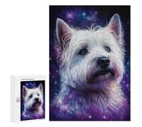 Puzzles pour Adultes 300 PCS Galaxy Pup Celestial Westie Art Print Puzzles pour Adolescents - Anti-Stress - Défi Éducatif - Cadeaux De Noël Et d'anniversaire 300 PCS