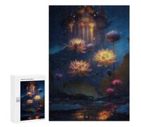 Puzzles pour Adultes 300 PCS Glowing Lotus Pond Scene-1 Puzzle pour Adolescents Assemblage De Motifs Interaction Parent-Enfant Jeu Au Design Attrayant 300 PCS
