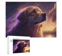 Puzzles pour Adultes 300 PCS Golden Retriever Lightning Painting Puzzles pour Adolescents, Jouets, Décoration Murale, Motifs À Assembler, Cadeaux pour Les Amis Et La Famille 300 PCS