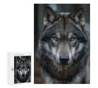 Puzzles pour Adultes 300 PCS Gray Wolf with Blue Eyes -1 Puzzles pour Adolescents - Anti-Stress - Défi Éducatif - Cadeaux De Noël Et d'anniversaire 300 PCS