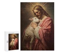 Puzzles pour Adultes 300 PCS Jesus Holding Lamb Painting-9 Puzzle pour Adolescents Assemblage De Motifs Interaction Parent-Enfant Jeu Au Design Attrayant 300 PCS