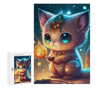 Puzzles pour Adultes 300 PCS Magical Christmas Kitten Puzzle pour Adolescents Assemblage De Motifs Interaction Parent-Enfant Jeu Au Design Attrayant 300 PCS