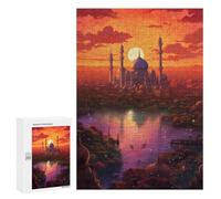 Puzzles pour Adultes 300 PCS Magical Sunset Over Ancient Cityscape Puzzle pour Adolescents Assemblage De Motifs Interaction Parent-Enfant Jeu Au Design Attrayant 300 PCS