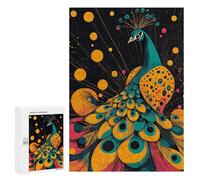 Puzzles pour Adultes 300 PCS Majestic Peacock Illustration Vibrant and Elegant Design Peacock with Colorful Feathers Puzzles pour Adultes Jeux Relaxants Améliorent La Mémoire Cadeaux d'anniversaire