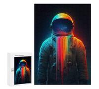 Puzzles pour Adultes 300 PCS Neon Astronaut Space Exploration Art Puzzle pour Adolescents Assemblage De Motifs Interaction Parent-Enfant Jeu Au Design Attrayant 300 PCS
