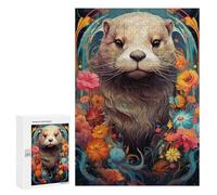 Puzzles pour Adultes 300 PCS Otter in Flowers Puzzle pour Adolescents Assemblage De Motifs Interaction Parent-Enfant Jeu Au Design Attrayant 300 PCS