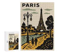 Puzzles pour Adultes 300 PCS Paris Travel Poster with Eiffel Tower Puzzles pour Adultes Analyse Et Logique Entraînez Votre Cerveau Et Vos Mains Jeu Intellectuel