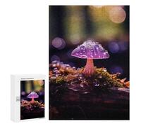 Puzzles pour Adultes 300 PCS Purple Mushroom with Dew Drops Puzzles pour Adolescents, Jouets, Décoration Murale, Motifs À Assembler, Cadeaux pour Les Amis Et La Famille 300 PCS