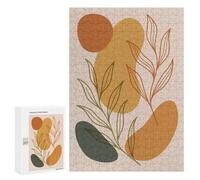 Puzzles pour Adultes 300 PCS Puzzles Abstract Botanical Art with Earth Tones Minimalist Nature Puzzles pour Adultes Jeux en Famille Anti-Stress Interaction Parent-Enfant 300 PCS