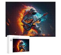 Puzzles pour Adultes 300 PCS Puzzles Astronaut Playing Guitar in Space -1 Puzzles pour Adolescents Jeu Manuel Décoration Parfaite Cadeaux d'anniversaire Et Cadeaux Uniques 300 PCS